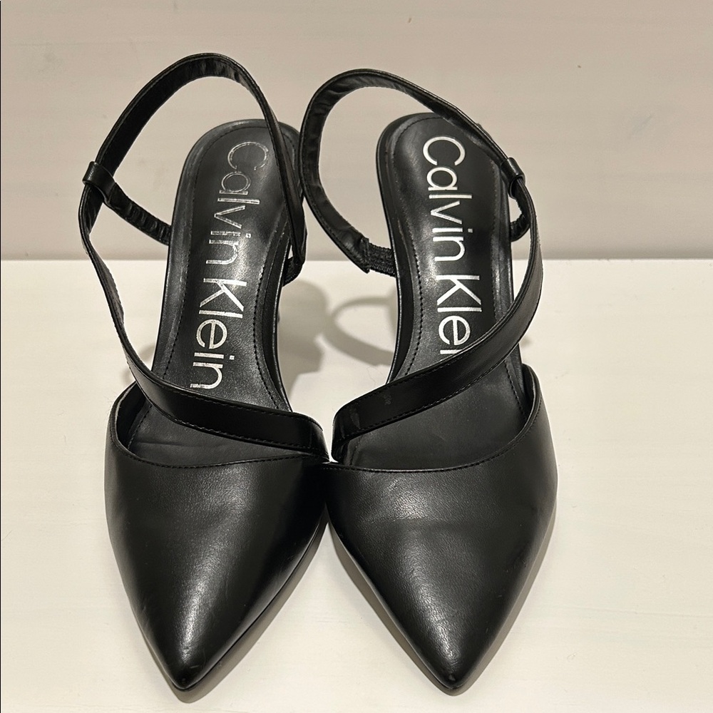 Calvin Klein Black Pointed Slingback Heels